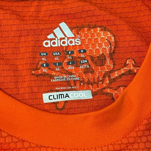 Adidas ClimaCool Orange Skull Design Mens XL Sports T-Shirt  athletic wear read - Picture 2 of 13